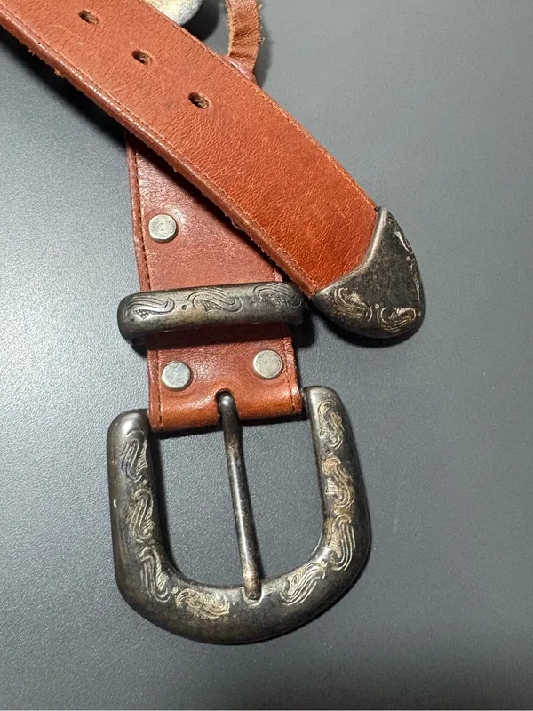 Vintage Western Leather Concho Belt - Image 9