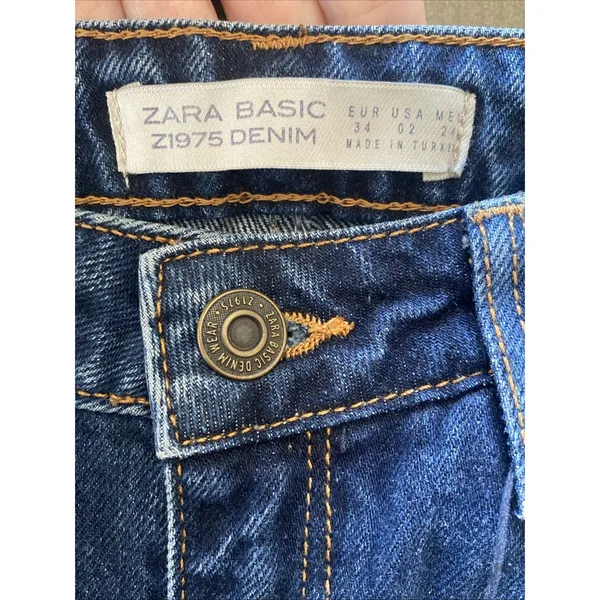 Zara Z1975 Straight Leg Jeans Womens Size 2 Blue Dark Wash Denim New Normcore - Image 6