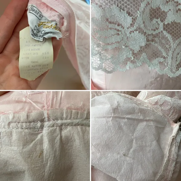 Vintage Lace Dress Light Pink Taffeta Sleeveless Maxi Prom Retro‎ Formal Sears - Image 9