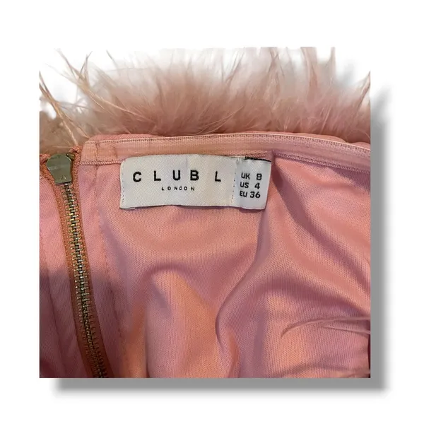 Club L London Pink Feather Trim Bandeau Top Strapless Size US‎ 4 - Image 2