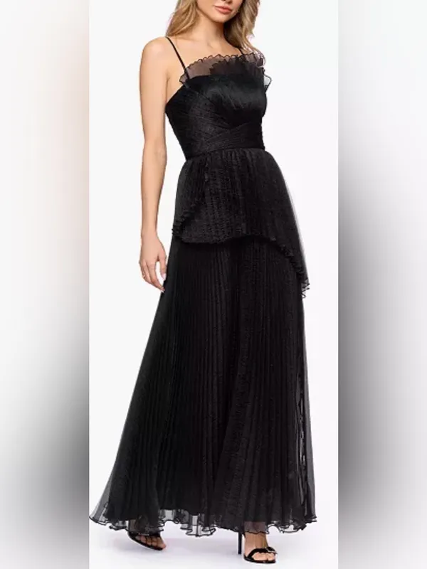 NEW Betsy & Adam Pleated Square Neck black Ball Gown Sz 4 - Image 3