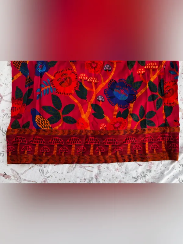 FARM Rio for Anthropologie Pink Bird Mushroom Floral Maxi Skirt XS - Image 6