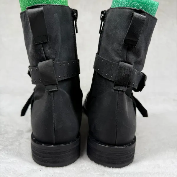 Free People Cyd Buckle Boot‎ Black Leather Studded Moto Ankle Boots Spain 36 - Image 4