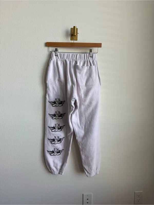 Boys Lie Room to Grow Terry Cloth Sweatpants White Rhinestone Graphic Joggers XS - Image 9