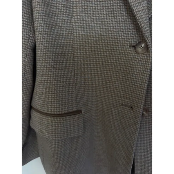 Pendleton Womens Brown Houndstooth 100% Virgin Wool Blazer Jacket Size 14 - Image 4
