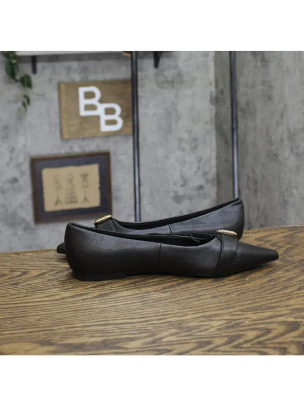 A New Day Valentina Pointed Toe Buckle Ballet Flats 94462477 Black 6M - Image 6