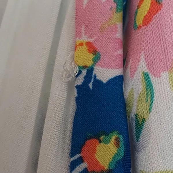 Draper James blue and pink floral short sleeve kimono/robe with tie front Sz MED - Image 6