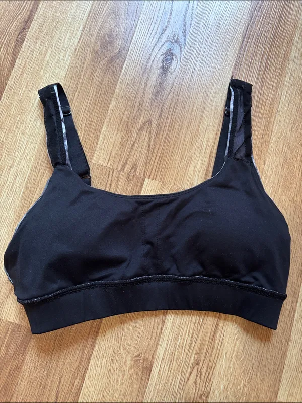 Women’s Marble-Print Sports Bra - Black/Gray - Image 3