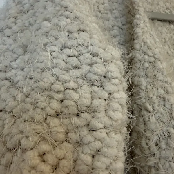 POL Boucle Eyelash Cardigan Sweater Beige Size M Boho Open‎ Front Asymmetric - Image 7