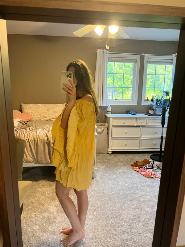 Boutique Yellow Flowy Dress - Image 3
