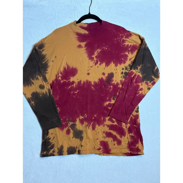 We The Free Free People French Roast Long Sleeve Tie Dye Mock Neck Tee Burgundy - Image 8