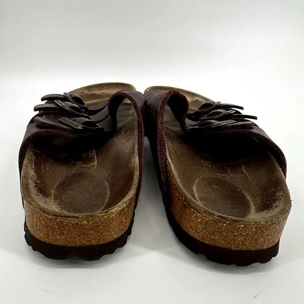 Birkenstock Florida Soft Footbed Sandals Three Straps Slip On Leather Brown 9 - Image 6