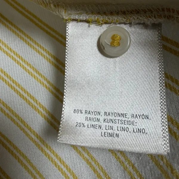 Maeve Anthropologie Clotille Off Shoulder Blouse Yellow Stripe Linen Blend Sz 14 - Image 13