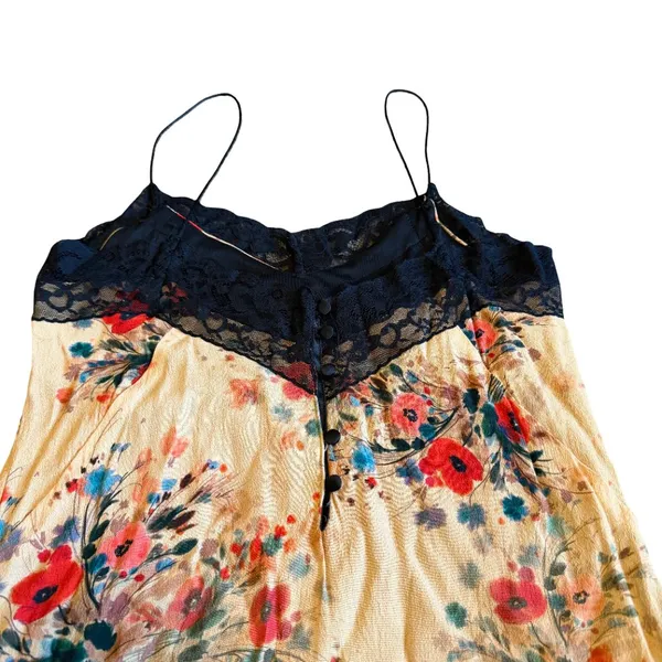 Zara Floral Print Slip Dress Lace Trim Spaghetti Strap Mini Size XS Women's - Image 6
