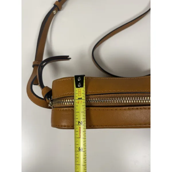 GAP Brown Shoulder Bag with Zip Closure & Zipper Accents, Gold‎ Hardware - Image 8