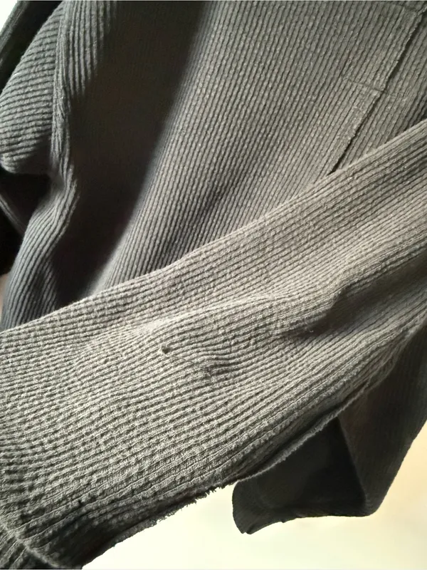 Aerie Waffle Knit Black V-Neck Ribbed Sweater Sweatshirt Black Size M Oversize - Image 9