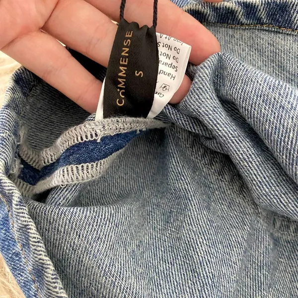 NWT Commense Asymmetric Pleated Denim Mini Skirt S - Image 4