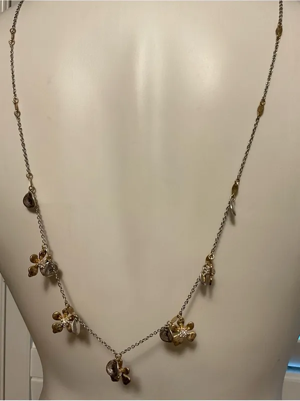 J. Jill Two-Tone Gold and Silver Flower Charm Necklace - Image 4