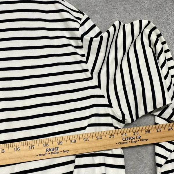 Madewell Top Womens M Black White Striped Drawstring Hem Long Sleeve‎ Tee NZ385 - Image 5