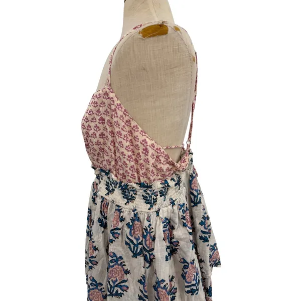 Anthropologie Celandine Straight Neck Tiered Floral Smocked Mini Dress XL - Image 7