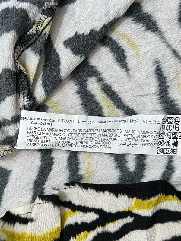 Zara Basic Zebra Print V Neck Shirt Animal High Low Long Sleeve Flowy Top Size S - Image 8