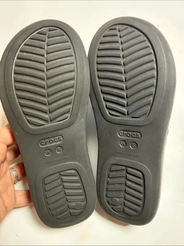 Crocs Capri Black Boca Wedge Flip Flop Sandals Lite Ride Comfort S-607 Sz 6 - Image 8