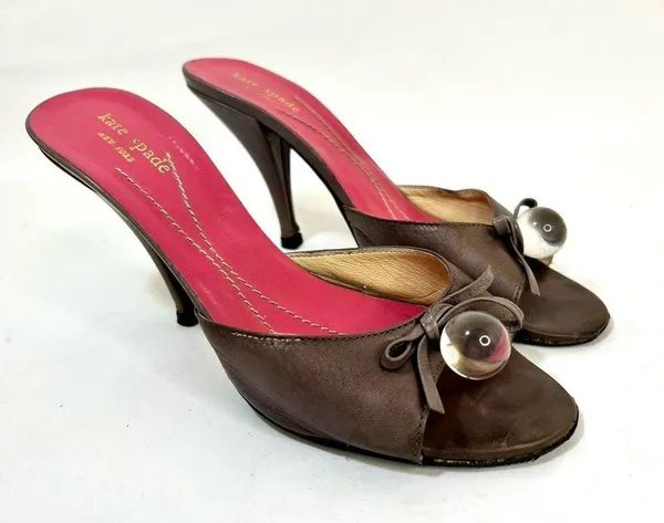 Vintage Kate Spade Crystal Ball Brown Leather Heels size 7 - Image 3