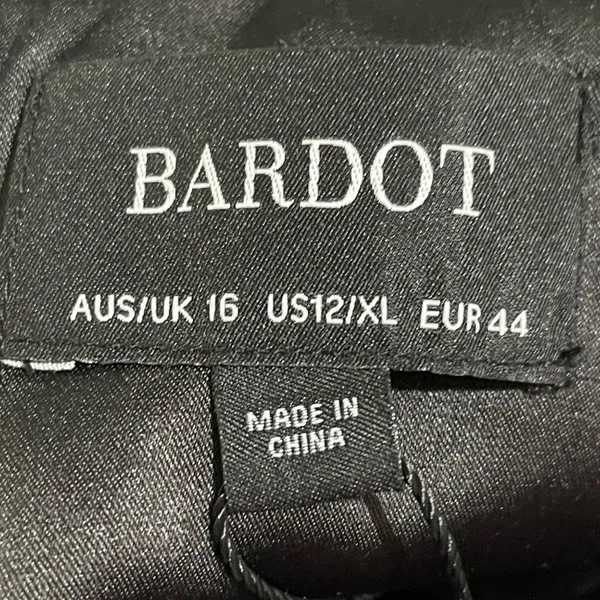 Bardot Kristen Peplum Cocktail Dress Black Spaghetti Strap Fit Flare Size 12 - Image 11