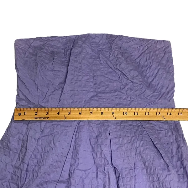 J. CREW Purple Strapless‎ Geometric Women's 10 Textured Cotton w/ Pockets Dress - Image 8