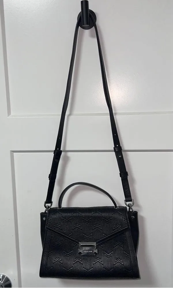 Michael Kors Whitney Medium Quilted Top Handle Satchel Black/Silver - Image 2