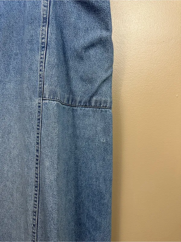 Vintage Denim Jumper Midi Dress M Utility Pockets 100% Cotton 90s Country - Image 10