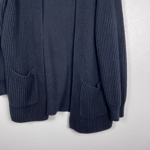 Madewell Womens Black Ribbed Knit 100% Cotton Open Front Cardigan Sweater Size M - Image 4