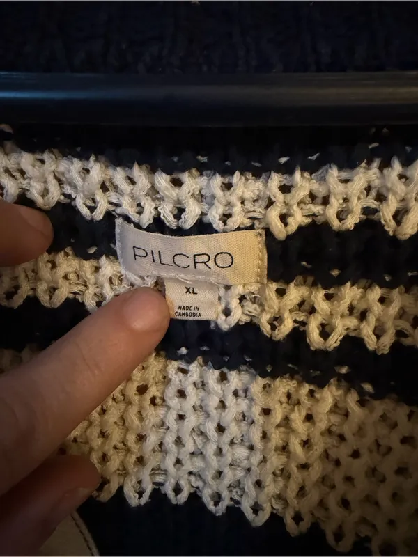 Pilcro Striped Navy and White Knit Sweater - Image 6