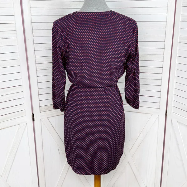41 Hawthorn Polka Dot Belted V Neck Cloey Shirt Dress Blue‎ Red Small - Image 4