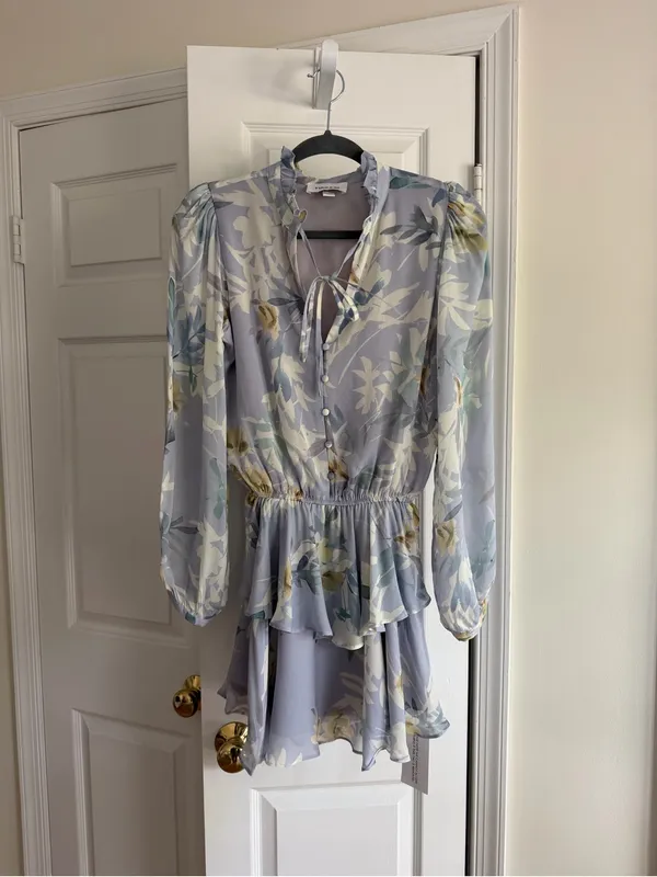 Yumi Kim Love Always Blue Floral Ruffle Mini Dress XS Revolve - Image 4