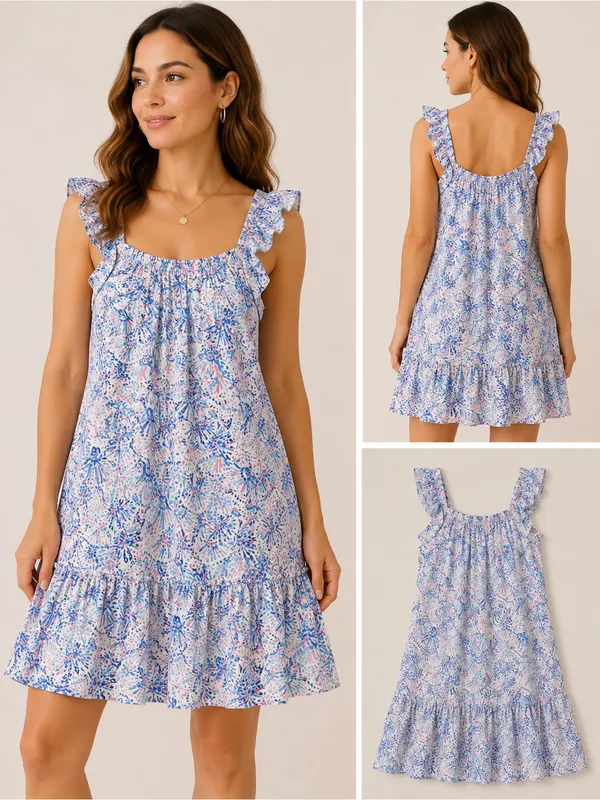 Simply Southern Light Blue Floral Tiered Sundress - Image 8