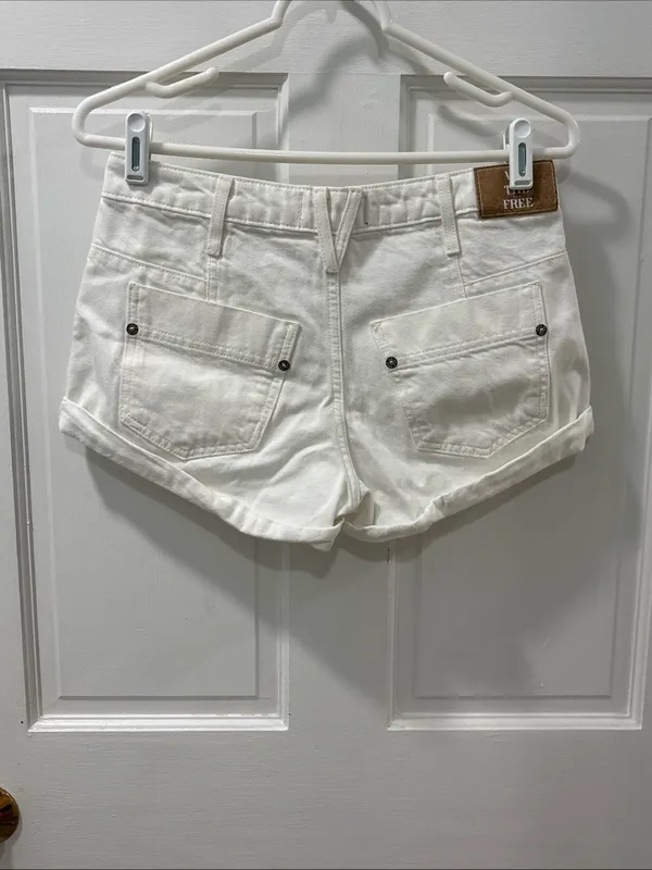 We The Free Women’s Beginners Luck Low Rise Slouch Shorts Size 25 White EUC - Image 7