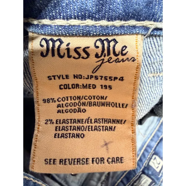 Miss Me Cuffed Capri Signature Embellished Jeans Womens 27 Blue JP5755P4 Western - Image 5