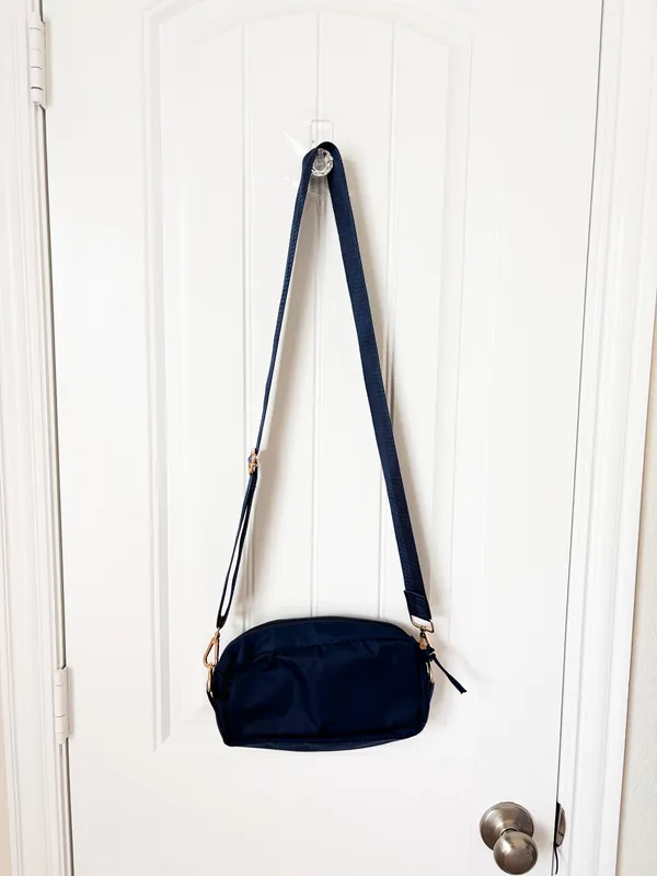 Punch Navy Crossbody Bag with Gold-Tone Hardware - Image 4