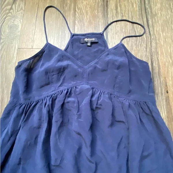 Madewell Silk Babydoll Cami Navy Blue Coquette Womens XS - Image 3