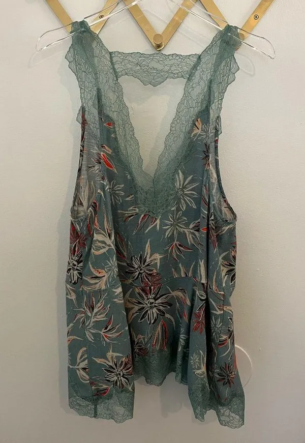 Free People Bellflower Lace Tunic Tank in Seaglass Medium - Image 9