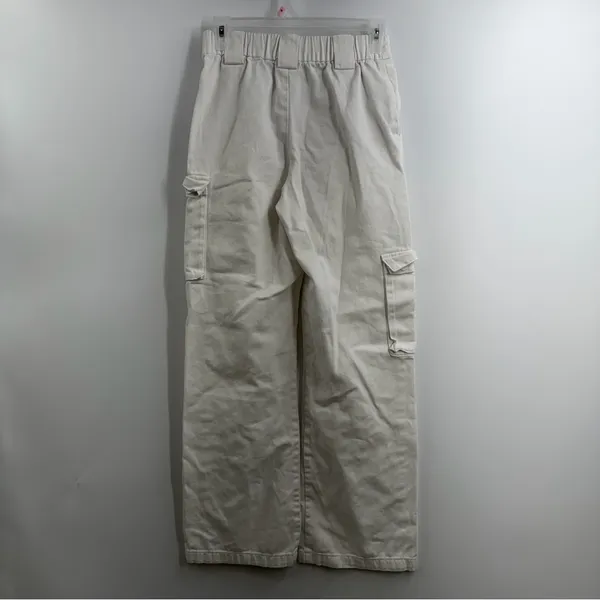 Aritzia TNA Cargo Pants XS Off White Wide Leg Utility Cotton Twill Style 97780 - Image 4