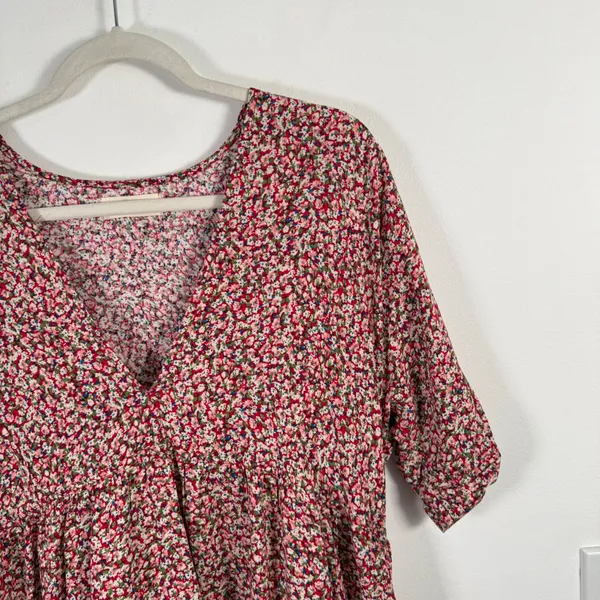 Natural Life Ditsy Floral Mini Babydoll Dress Boho Preppy Pockets Womens XS/S - Image 3