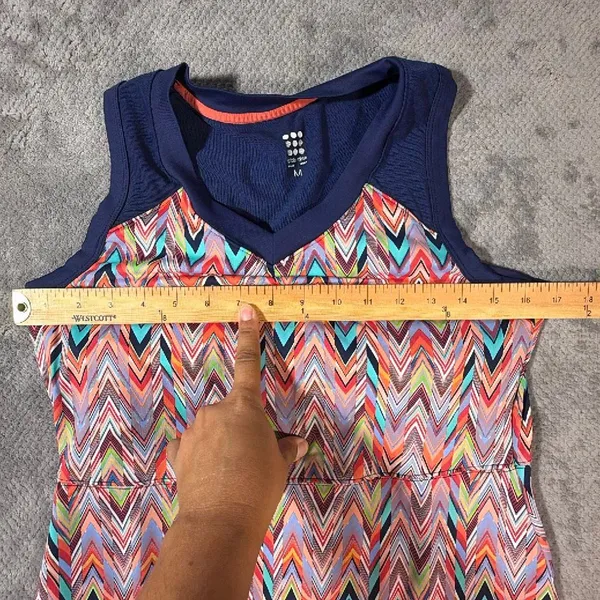 Title Nine Medium Chevron Athletic Dress Multicolor V Neck Built In Bra Pockets - Image 7