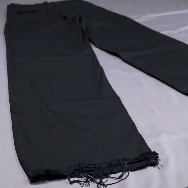 Reformation Stretch Flood Jeans Women 24 Black High Rise Wide Leg Raw Hem Denim‎ - Image 6