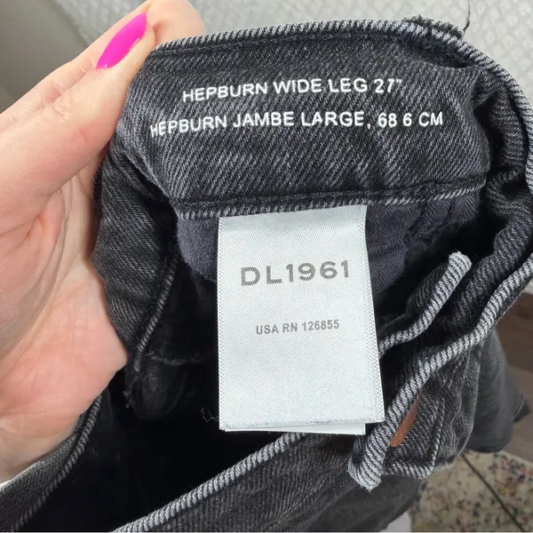 DL1961 Black Hepburn Wide Leg 27” Jeans‎ - Image 6
