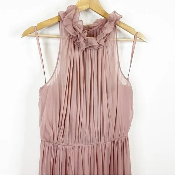 BHLDN‎ Hitherto Camilla Silk Slit Leg Bridesmaid Gown Women's 8 Pink Romantic - Image 6