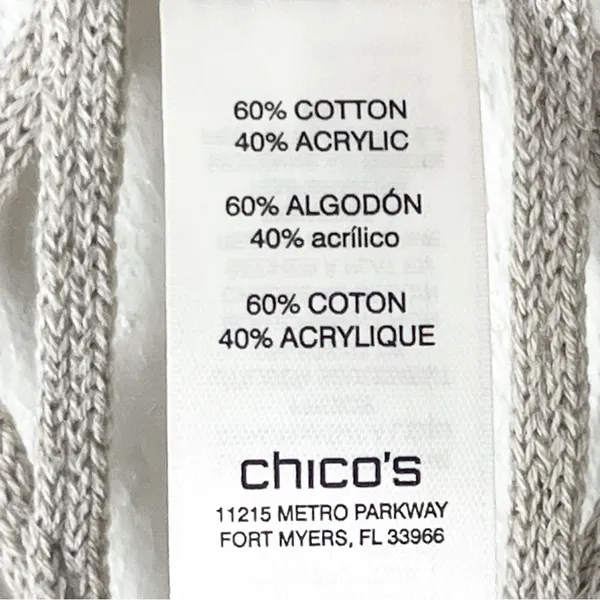CHICO’S Tan Open Knit Cardigan Small Festival Concert Boho Western Cabin Neutral - Image 4