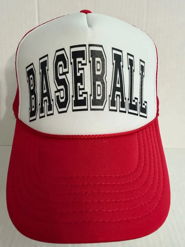 OTTO Red and White 'BASEBALL' Trucker Hat - Image 2