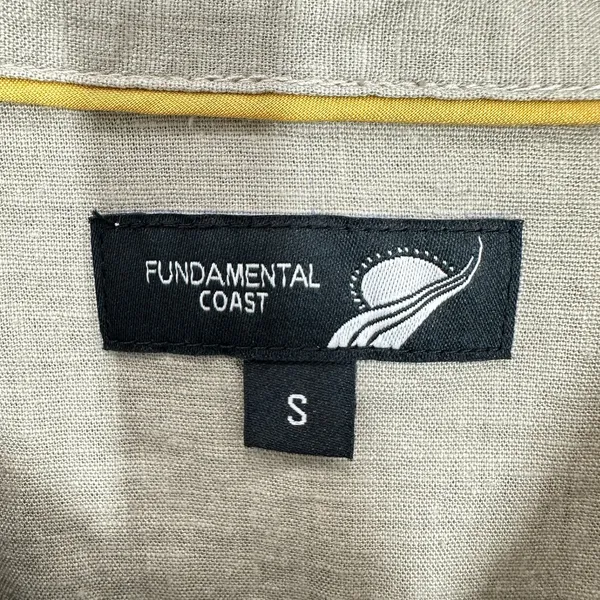 Fundamental Coast Linen Blend Short Sleeve Button Up Shirt Camp Top Beige Size S - Image 5